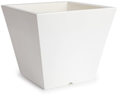PracticDomus Maceta Cuadrada Tipo Cono Theone 38 cm en Resina de Polietileno. Apta Interior y Exterior (Blanco, 25L)