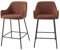 BAÏTA Lot de 2 tabourets de Bar NILS en Tissu Terracotta et Pieds en métal Noir