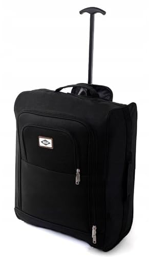 Handgepäck Koffer 55x40x20 cm | Leichter Flugzeug Kabinengepäck Reisekoffer (Kabinentrolley) 40 L mit Rollen | Für Flug mit z.B. Lufthansa, Eurowings & Ryanair – entspricht IATA Empfehlung (Schwarz)