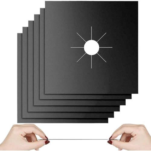 Proteggi Fornelli Cucina, 6 pezzi Protezioni per Piani Cottura Gamma Fornelli a Gas, Tappetino per Fornello a Ga, Coperchio Riutilizzabile Pulizia Rapida, Antiaderente Facile da Pulire(27x27cm)