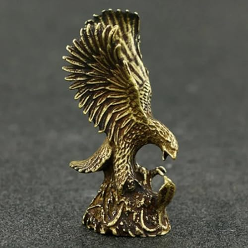 DUOLAIYUNSO Bronze-Statuen, 6 x 3 cm, antikes Kupfer, Adler-Statue, kleine Ornamente, Vintage-Messing-Tierfiguren, Basteln, Schreibtischdekoration, Heimdekoration
