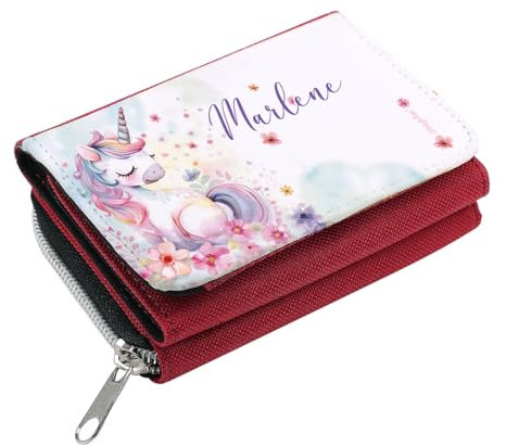 Striefchen® Mädchen Geldbörse mit süßem Einhorn Motiv und Wunschname personalisiert