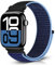 Bcuckood Correa deportiva de nailon compatible con Apple Watch 42 mm 41 mm 40 mm 38 mm para mujer y hombre, pulsera deportiva Solo Loop para iWatch Serie 10 9 8 7 6 5 4 3 2 1 SE, azul medianoche
