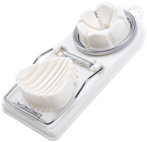 CVNRCLP 2-in-1 Stainless Steel Egg Slicer & Cutter - Heavy-Duty Egg Slicer for Hard-Boiled Eggs, Multifunctional Dicer and Slicer for Bananas, Strawberries, and Soft Fruits