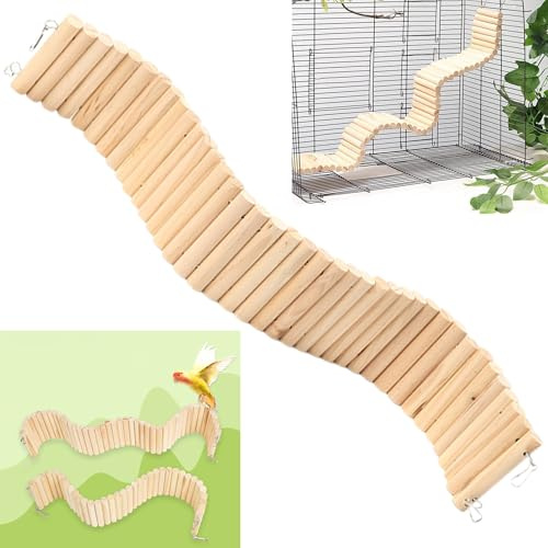Syiyunran Jouets Oiseaux Bois Cage échelle - 1 Pièce, Oiseau Jouet Perroquet en pour Oiseaux, Balançoire Perroquets, Hamsters Accessoires Gardez d'escalade à Suspendre Heureux Occupés