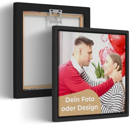 Cimpress Personalisiertes Leinwandbild, Ihr Foto auf Leinwand mit Rahmen, 30x30 cm, selbst gestalten mit Bild & Text, Geschenk zu Weihnachten, Advent oder als Wichtelgeschenk für Familie, Freunde