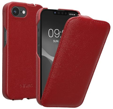 kalibri Flip Case Compatible with Apple iPhone 16e - Ultra Slim Leather Protective Phone Cover - Red