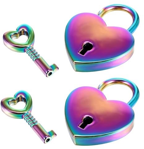 Lucchetto con serratura a forma di cuore, con chiusura ermetica, 2 pezzi, colorato e personalizzato, piccolo lucchetto in metallo per diario, portagioie, organizer, armadietto, valigia, bagaglio