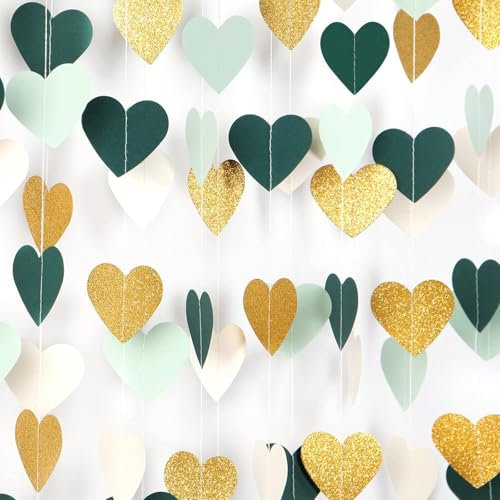 Gold Liebe-Herz Girlande 26Ft Rustikale Hochzeit Hängende Dekoration Streamer Banner, Brautdusche Engagement Valentines Party Dekor