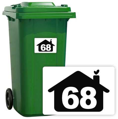 4 x Wheelie Bin Stickers Bin Numbers for Wheelie Bins Custom Wheelies Bins Numbers Stickers Personalised Number Sticker with House Number Street Name (Design 11)
