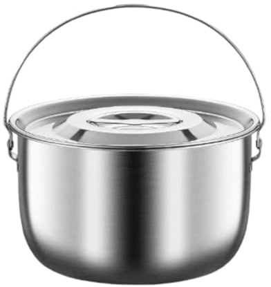 LOVIVER Campingtopf aus Edelstahl, tragbarer Kochtopf, Mehrzweck-Suppentopf mit Deckel und Griff zum Kochen, Restaurant, Camping, 3.0 L