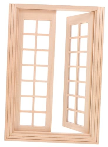Puppenhaus-Modell Miniatur-Puppenhaustür Dollhouse -Fensterläden Bausatz klein Puppenhaustüren Puppenhaus-Haustür Mini House Accessory Puppenstubentüren und -Fenster Hölzern