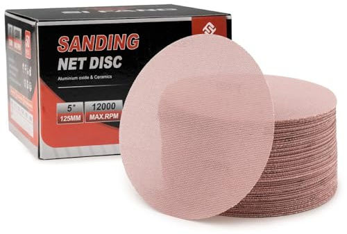 SI FANG 50Pcs 125mm Mesh Sanding Discs Net Sandpaper for Orbital Sander | Hook & Loop Anti-Clog Mesh Sandpaper, Sanding Wood, Metal, Paint & Rust Removal