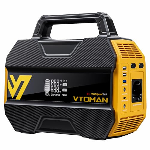 VTOMAN FlashSpeed 300 Generador Solar Portátil, 230Wh, PD 100W Carga Rápida | Batería LiFePO4, Estación de Energía Portátil, Ligero Diseño, 300W CA Salidas, Camping al Aire Libre, RV, Pesca, Apagones