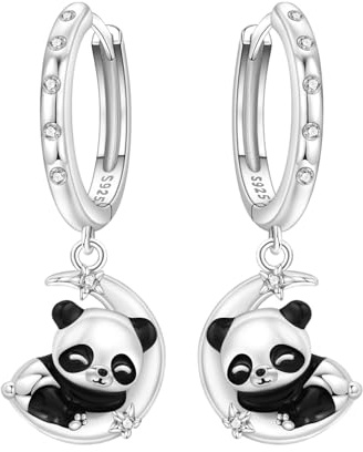 MISEFF 925 Sterling Silber Ohrhänger Damen, Panda, Schmetterling & Seestern Motive, Hypoallergen, Schmuckgeschenk