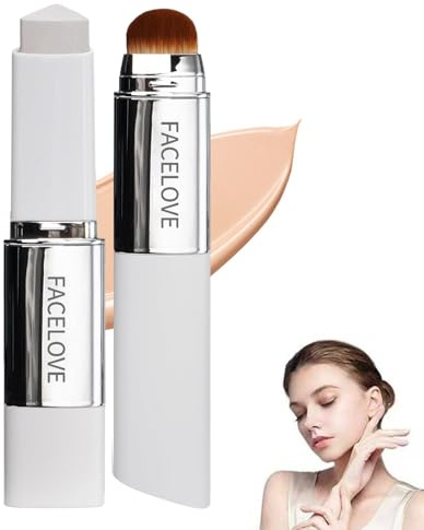 Facelove Foundation Stick mit Pinsel, 2026 Facelove Veränderbares Foundation-duo mit lsf 15, 12 Stunden Halt und Natürlicher, Feuchtigkeitsspendender, Lang Anhaltender für Alle Hauttypen (weiß)