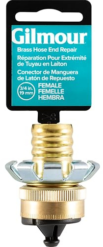Gilmour 3/4 Female Brass Hose Clinch Mender Coupling, Heavy Duty Metal Water Hose Repair Kit, Garden Hose Repair Fitting
