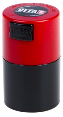Tightvac Vitavac TV0-SRD Récipient scellé sous Vide avec Bouchon Rouge et Corps Noir 5 g à 20 g