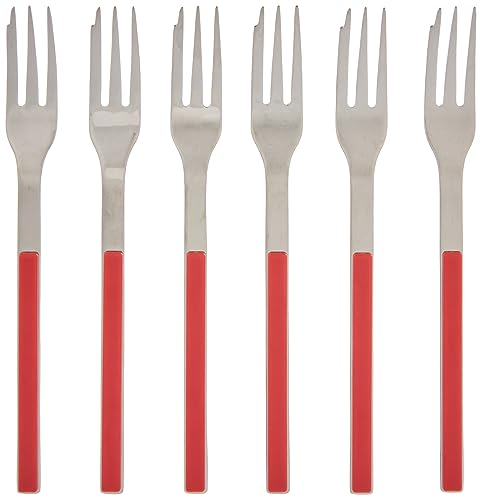 Rosenthal - Sambonet - Kuchengabeln - 6 Stück - Elba - Edelstahl - Rot