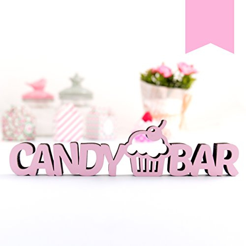 KLEINLAUT 3D-Schriftzug Candy Bar in Größe: 25 x 6,2 cm - Dekobuchstaben - 32 Farben zur Wahl - Rosa