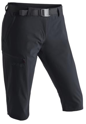 Maier Sports Inara Slim 3/4, Damen Wanderhose, Wasserabweisende Dreiviertelhose für Trekking und Hiking, Enganliegender Schnitt, PFC-frei, mSTRETCH pro 4 & Dryprotec, Schwarz, 44 (W35/L32)