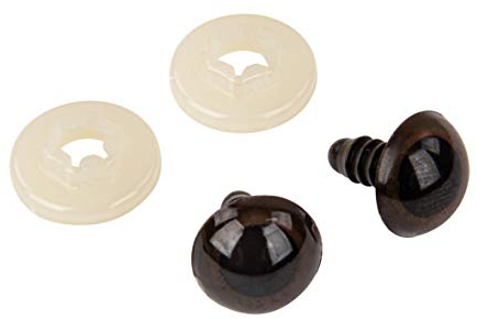 Rayher 8911105 Kunststoff Sicherheitsaugen, zum Stecken, 12 mm ø, Btl. 10 Stück, mit Unterlegscheiben, dunkelbraun, Tieraugen, Teddyaugen, Puppenaugen