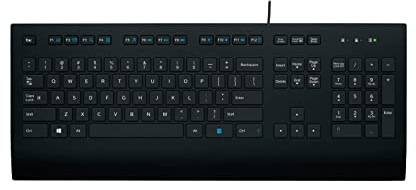 Logitech K280e Pro Kabelgebundene Business Tastatur für Windows, Linux und Chrome, USB-Anschluss, Handballenauflage, Spritzwassergeschützt, PC/Laptop, Skandinavisches Layout - Schwarz
