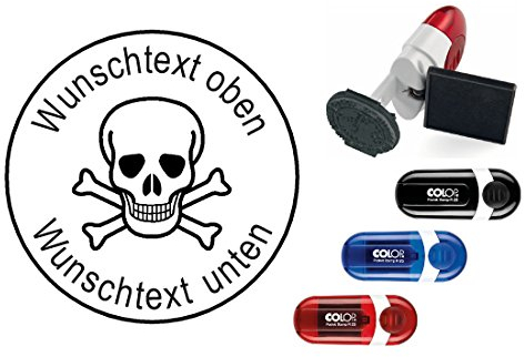 Geocachingstempel « TOTENKOPF » mit persönlichem Cachername/Nickname Abdruckgröße ca. Ø 24 mm - Geocaching