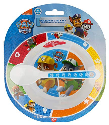 Stor Paw Patrol-Set Schüssel und Löffel für Babys 30878, Schwarz, Mediano