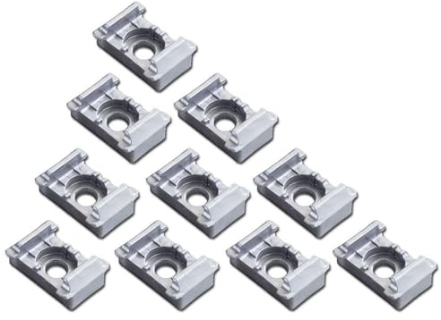 10er Set Pfostenklammer für Doppelstabmatten-Zaun | Silber | Kunststoff | Auflagebock | Mattenhalter | Klammer | Klemmplatten | zur Befestigung von Gittermatten an 4 x 6 cm Zaun-Pfosten