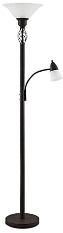 Lucande Stehlampe Dunja (Landhaus, Vintage Rustikal) in Braun aus Metall (2 flammig E27) - Deckenfluter Stehleuchte Floor Lamp Standleuchte Wohnzimmerlampe Wohnzimmerleuchte