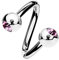 viva-adorno® Lippenpiercing Chirurgenstahl Labret Spirale Twister Kristall Doppelkugel Twist Z336, Rosa