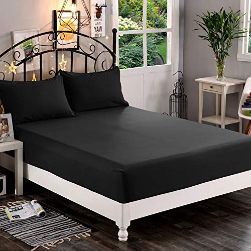Premium Hotel Quality 1-Piece Fitted Sheet, Luxury & Softest 1500 Thread Count Egyptian Quality Bedding Fitted Sheet Deep Pocket up to 16 inch, Wrinkle and Fade Resistant, Full, Black