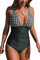 CUPSHE Damen Badeanzug V Ausschnitt Kreuz Rückseite Bauchweg Strandmode Einteiler Swimsuit,Schwarz,M