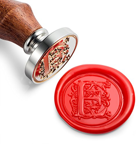 Mceal Wachssiegelstempel, Silberner Messingkopf mit Holzgriff, königlicher Buchstabe A bis Z (Buchstabe E)