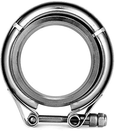 V-Band Klemme, Qiilu Auspuffschellen Kit, 2,5 Zoll Turbo Auspuff Fallrohr Edelstahl V Band Schellen 2er Flansch Kit