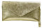SH Leder Echtleder Clutch Umhängetasche kleine Tasche Abendtasche in Wildleder oder Metallic 31,5x16,5cm Palma G299 (Gold)