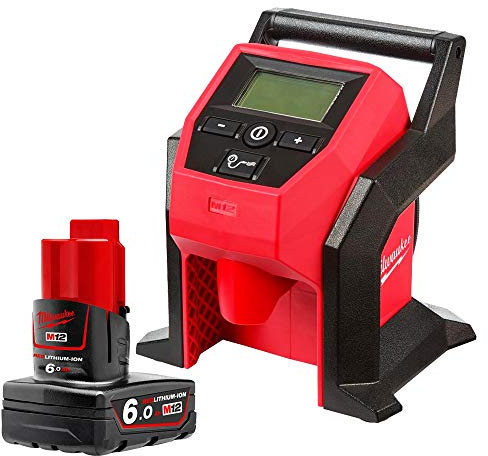 Milwaukee M12BI 12V Sub-Compact Tyre Inflator with 1 x 6.0Ah Battery