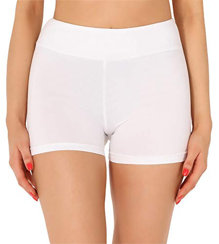 Merry Style Damen Shorts Radlerhose Unterhose Hotpants Kurze Hose Boxershorts aus Baumwolle MS10-359(Weiß,S)