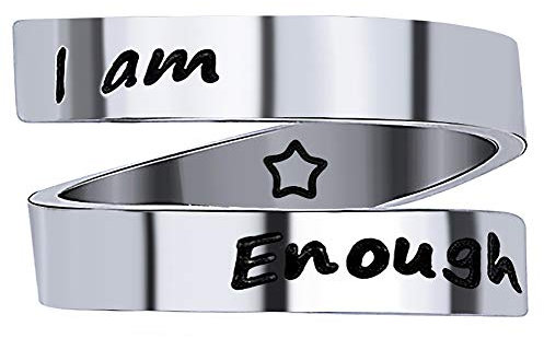 Gleamart Inspiration Ring Edelstahl gravierte Ring Geschenk I am Enough