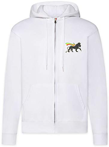 Urban Backwoods Lion of Judah IV Herren Zipper Hoodie Kapuzenpullover Weiß Größe M