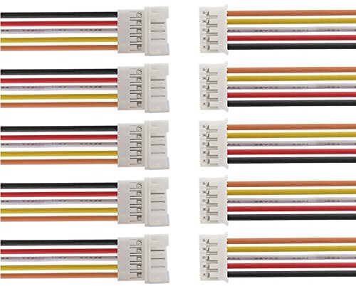 VUNIVERSUM Lot de 5 paires de connecteurs Micro JST PH 2.0 5 broches Dimensions : 2 mm Câbles 10 cm mâle/femelle Rallonge Lipo