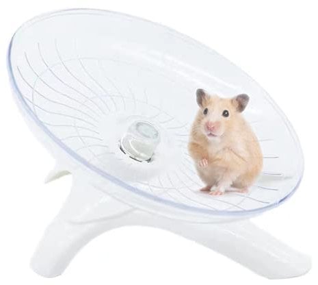 Hamster Flying Saucer Silent Running Exercise Wheel for Hamsters, Gerbils, Mice,Hedgehog and Other Small Pets Silent Running Wheel Hamster Wheel (White)