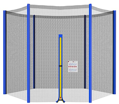 Cliselda Sicherheitsnetz für Trampolin 305 cm 6 Stangen,Gartentrampolin Ersatznetz,Trampolin-Zubehör,Sicherheitsnetz,mit Reißverschluss, UV-beständig - Blau