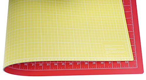 Schneidematte A1 7-lagig mit cm und inch Skala zum Nähen, Basteln und Quilten 90 x 60 cm (orangerot/gelb)