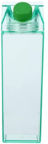 MiawPay Milk Carton Water Bottle Plastic Clear Square Milk Bottles 17oz (500mL) No BPA Leakproof Water Bottle Portable Reusable Milk Carton Shaped Juice Bottle Perfect for Fitness Gym Camping Sports