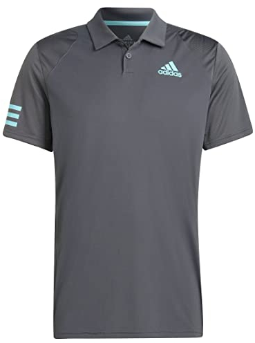 Adidas Men's Club 3STR Polo Shirt, Grey six/Pulse Aqua, S