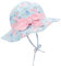 Durio Sonnenhut Baby Mädchen Jungen Kinder Sonnenschutz UPF 50 Sommer Kinderhut Fischerhut mit Breite Krempe Blaue Blumen 6-12 Monate