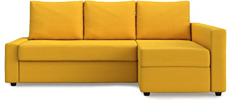 MASTERS OF COVERS Ersatzsofabezug für IKEA Friheten Ecksofa Links/Rechts Chaise, Individuelle Passform, Strapazierfähiger Stoff, 230 x 68/151 x 66 cm (Gelb, Polyester)