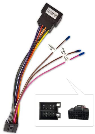 Hikity 16 Pin ISO Adattatore Cablaggio per Autoradio Android Universale ISO Standard Spina per Auto Radio Adattatore Connettore con Volante